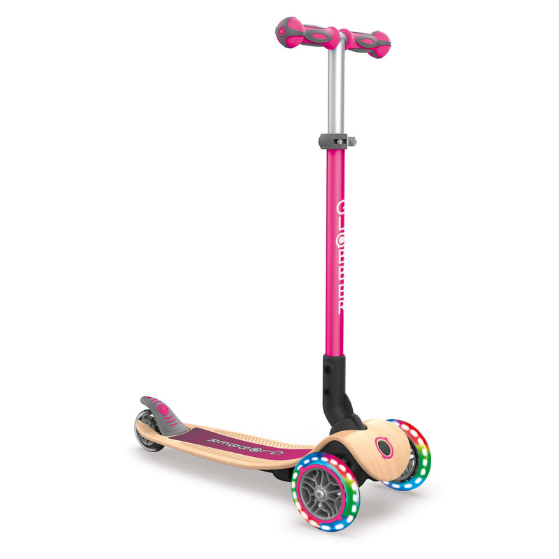 Kids Scooter Primo Foldable Wood Lights in Pink