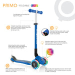 Kids Scooter Primo Foldable Lights in Navy Blue