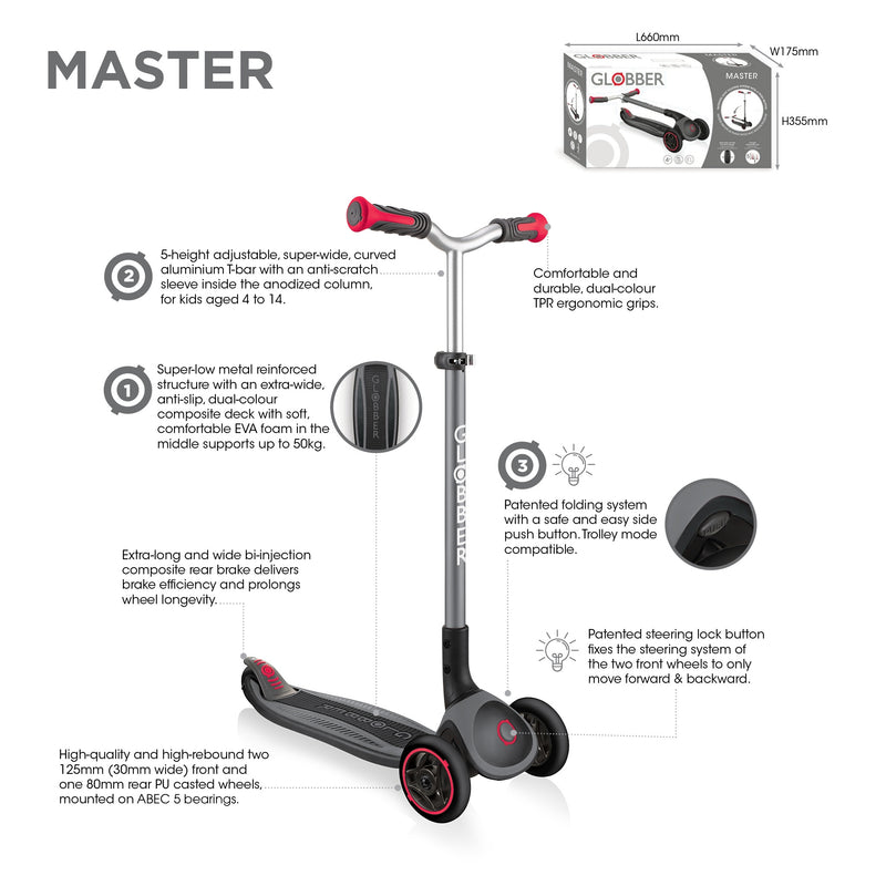 Kids Scooter Master in Black Red