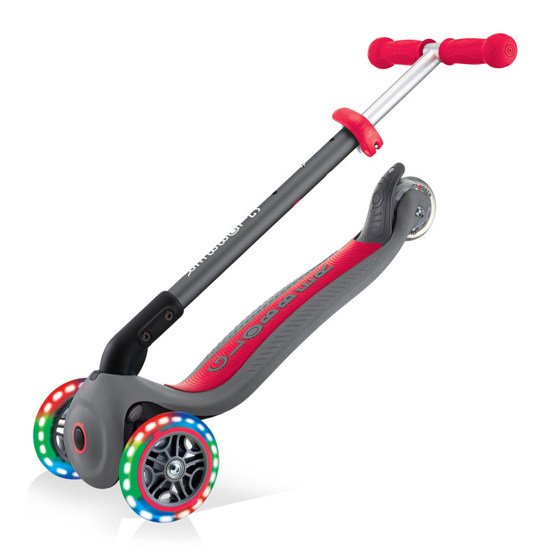 Kids Scooter Primo Foldable Lights in Black & Red