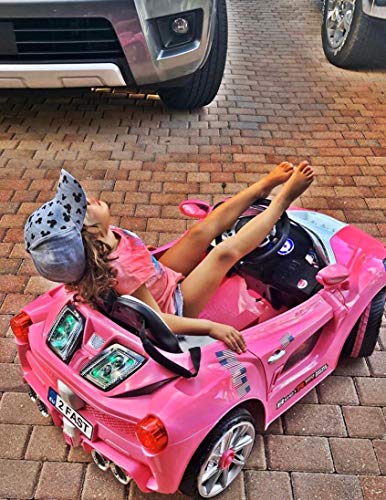 2020 Kids Ride On Car with Remote Control, Leather Seat & Rubber Tires - Pink - Jay Goodys