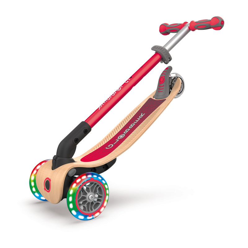 Kids Scooter Primo Foldable Wood Lights in Red