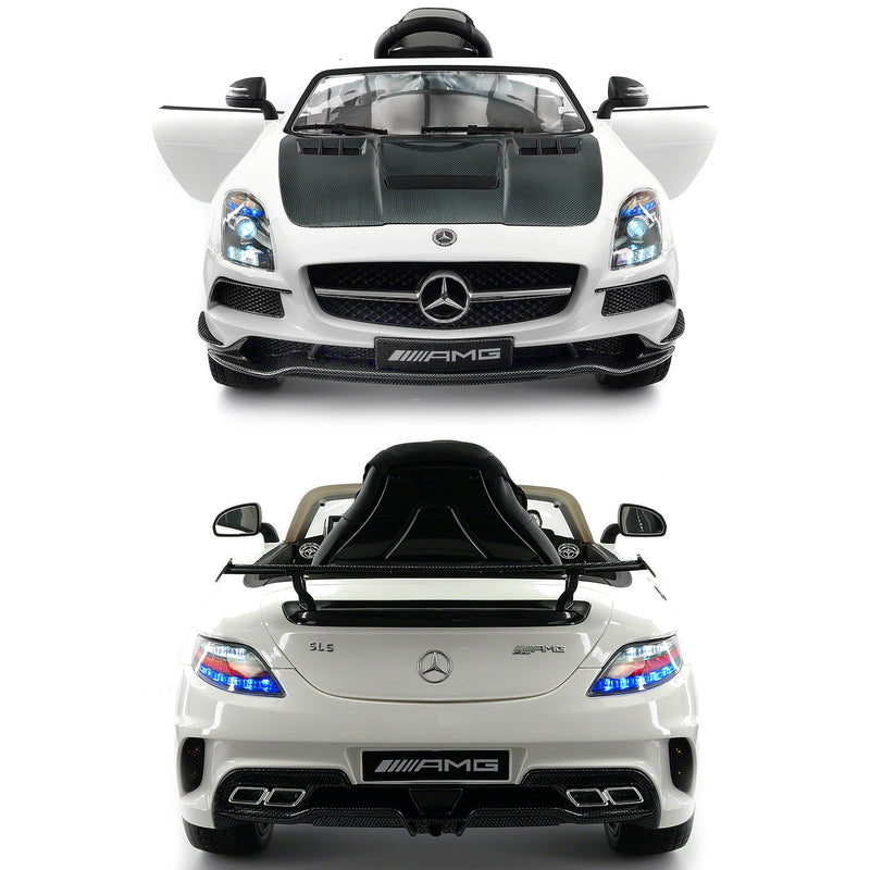 Mercedes Benz SLS AMG RC Ride On Car with Rubber Tires,Built in LCD TV, Lights, Leather Seat - Jay Goodys