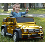 Mercedes G Wagon Maybach 12V Ride On Car for Kids with Remote, Leather Seat, Lights- Gold
