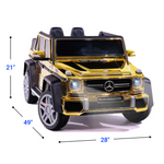 Mercedes G Wagon Maybach 12V Ride On Car for Kids with Remote, Leather Seat, Lights- Gold