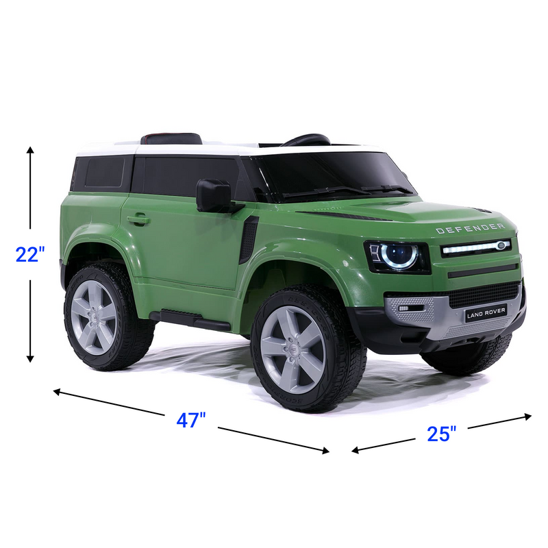 Land Rover 12V Ride On Car for Kids with Remote, Leather Seat, LED Lights in Army Green