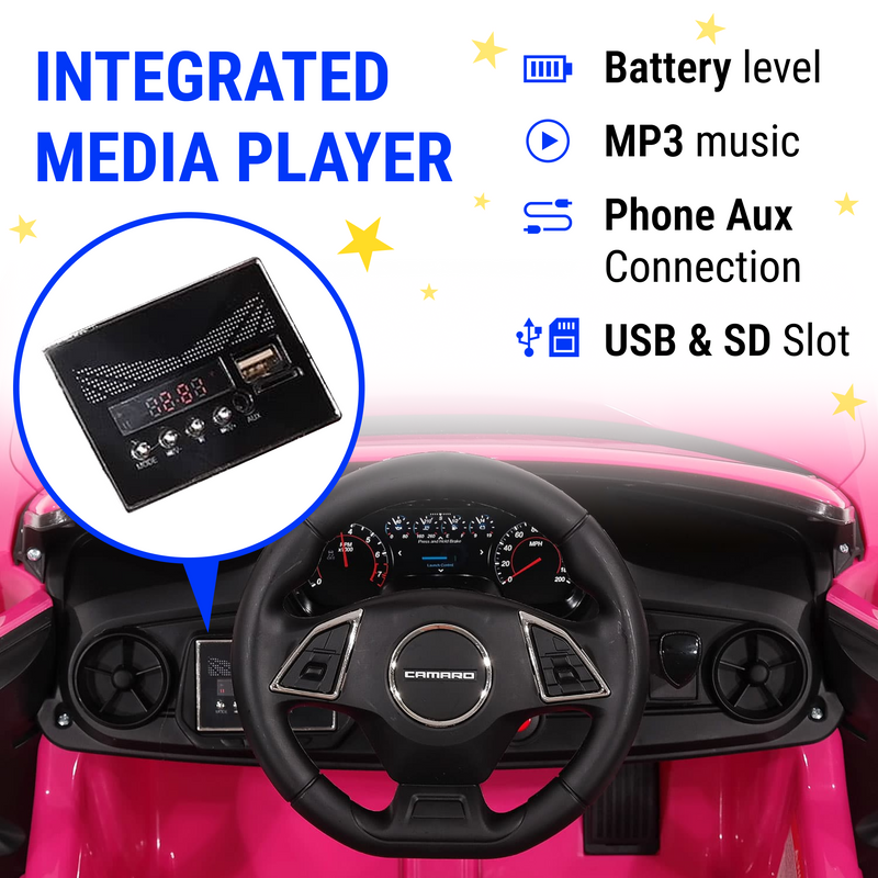 CHEVROLET CAMARO SS 12V KIDS RIDE-ON CAR WITH PARENTAL REMOTE CONTROL | PINK