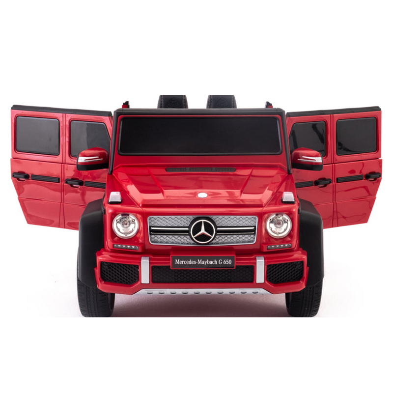 Mercedes G Wagon Maybach 12V Ride On Car for Kids with Remote, Leather Seat, Lights-Red