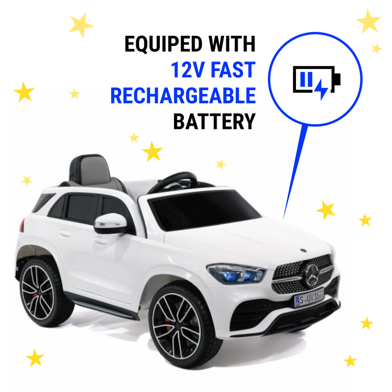 Mercedes Benz GLE450 Ride On Car for Kids with Remote, Leather Seat, LED Lights- White